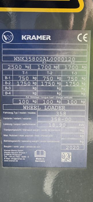 Mini Ładowarka  KRAMER 5035 , 2020 rok łyżka widły Wacker neuson