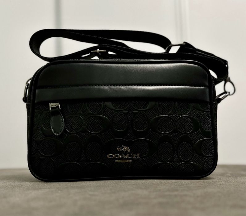 Сумка Coach Academy Crossbody Signature Leather Black розпродаж sale кросбоді чорна