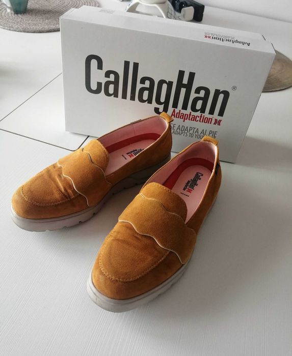 Callaghan Półbuty Musztardowe 37 Skóra Naturalna Zamszowe