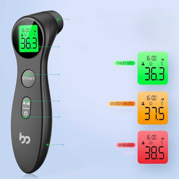 Termometr bezdotykowy na podczerwień czołowy czarny precyzyjny obiekt
