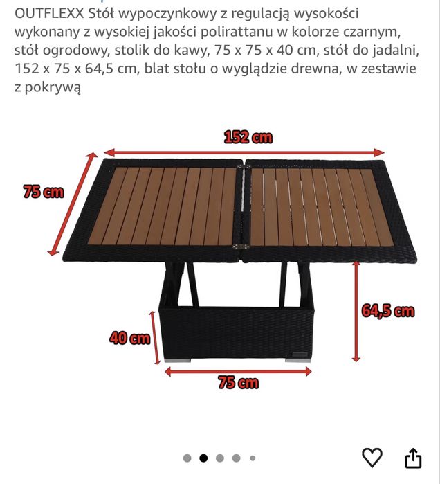 Stolik wypoczynkowy OUTFLEXX z regulacją wysokośc
