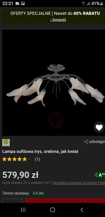 Żyrandol srebrny plus 4x kinkiety