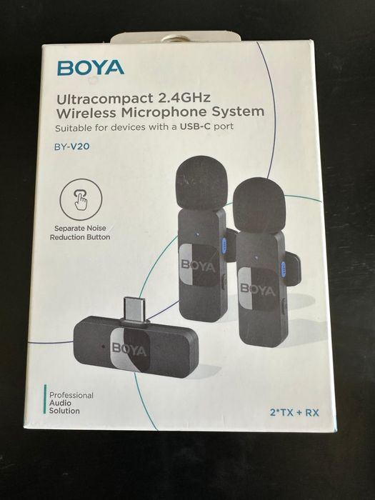 Microfones Boya BY-V20 USB-C (iPhone 15/16 e Android)