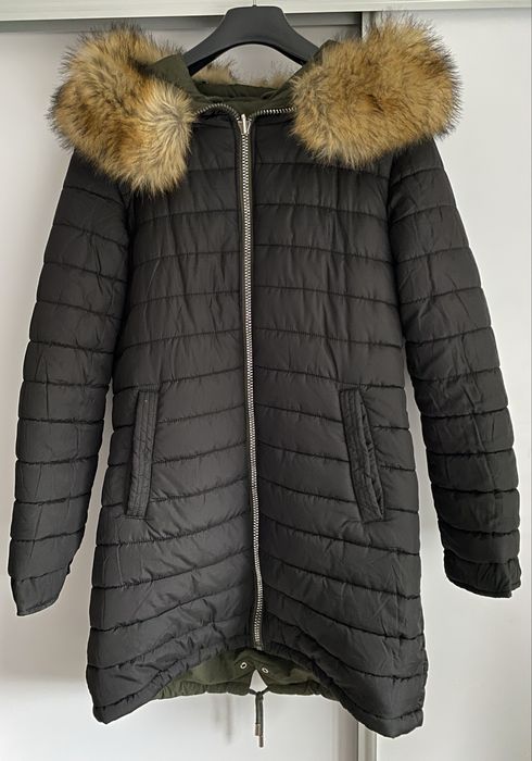 Dwustronna kurtka zimowa damska khaki czarna