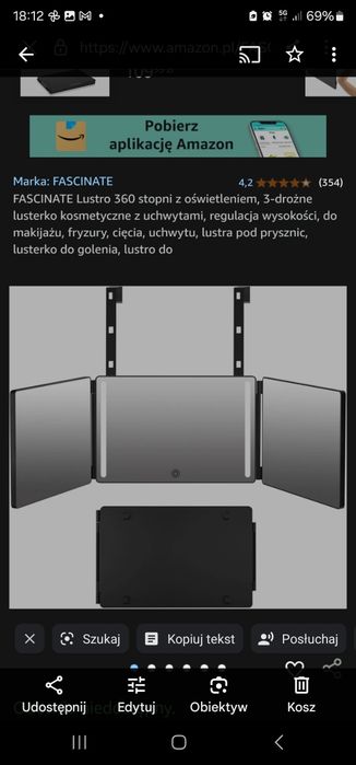 Lusterko LED 3 drożne do zawieszenia