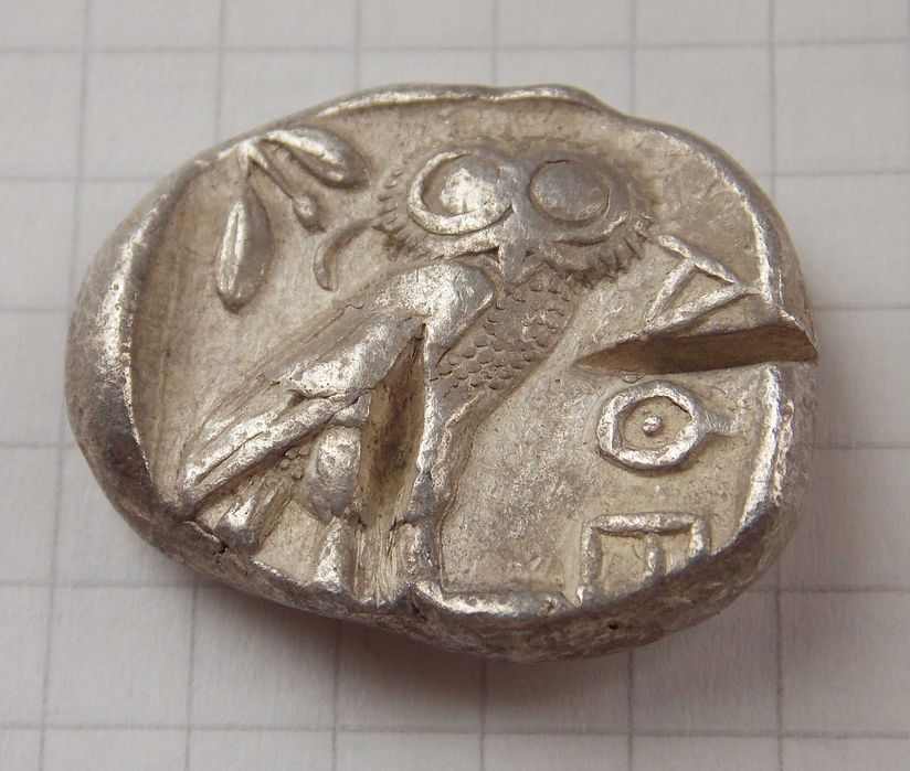 Тетрадрахма. Аттика, Афіни. (Близько 454-404 рр. до н. е.).