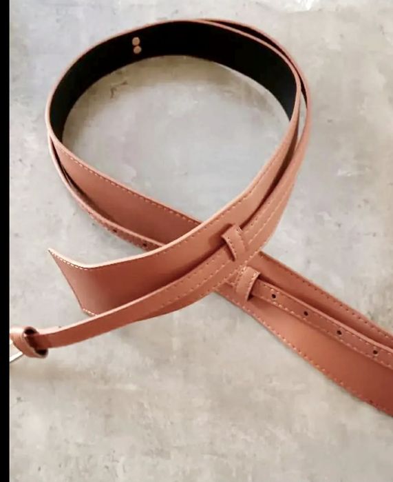 Nowy szeroki pasek brąz karmelowe 120 cm
