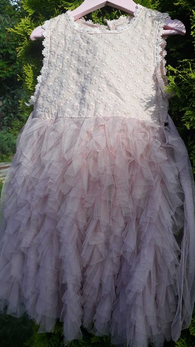 Sukienka  +/- 116 pudrowy róż wizytowa