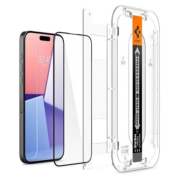 Szkło hartowane Spigen Glas.tR EZ Fit FC na iPhone 15 Pro Max - czarne