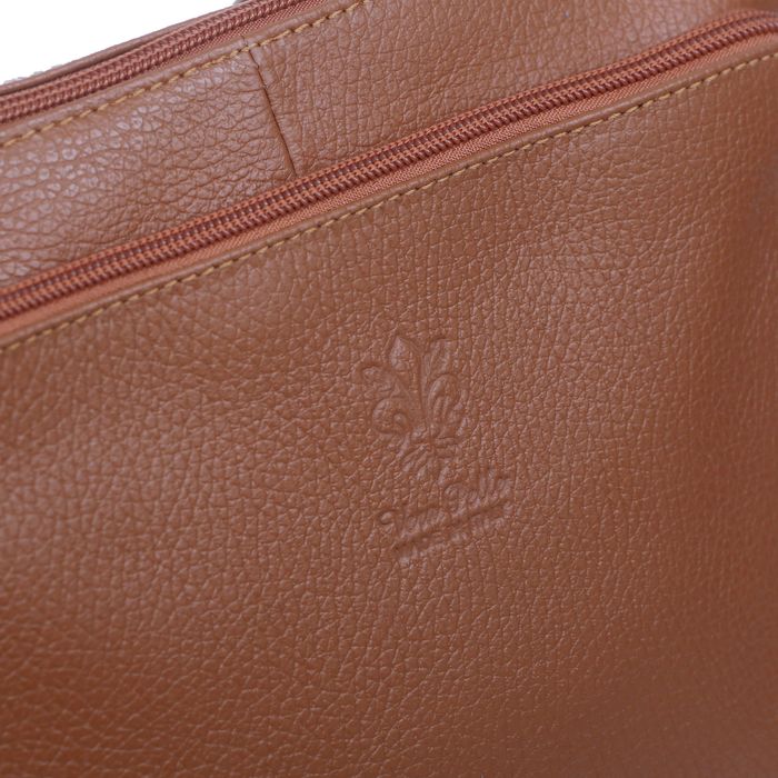 VERA PELLE torebka skórzana listonoszka z paskiem V535 turkusowa