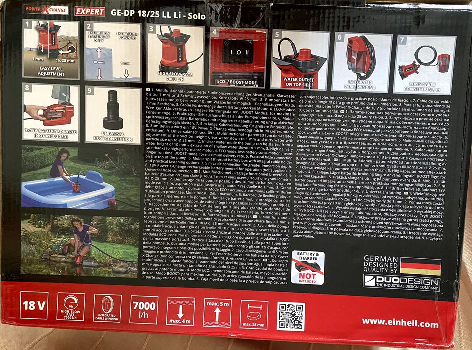 Bomba de água Einhell GE-DP 18/25 LL Li - Solo (Nova)