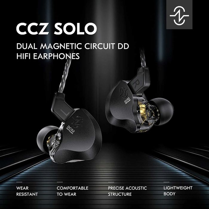 ‼️ CCZ DC02 Solo (Black, mic) - динамические IEM's наушники (1DD Dual)