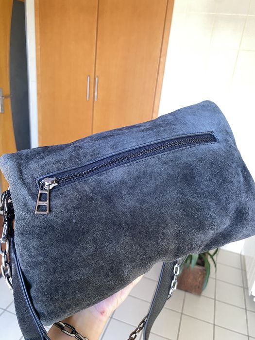 Mala carteira zadig & voltaire rocky camurça leopardo tigresa cinza