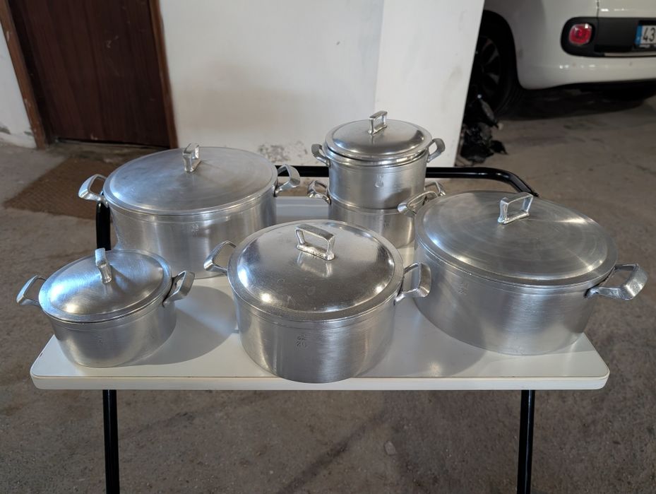 Conjunto de 5 tachos em alumínio fundido