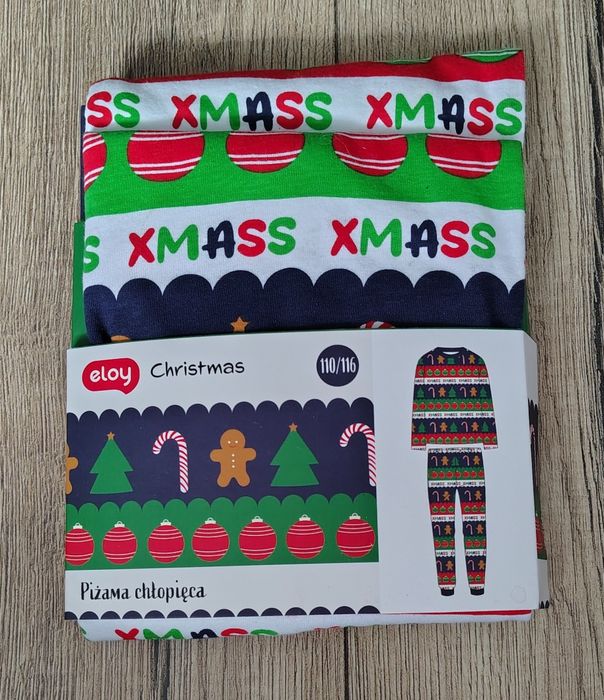 Piżama chłopięca świąteczna piernikowe ludziki choinki 110-116 nowa
