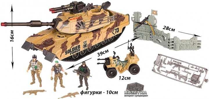 Военный набор : танк, джип, оружие,  солдаты, сост. нового.