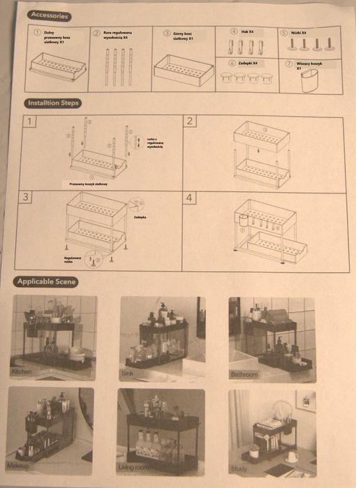 2 x Organizer z Wysuwaną Półką i Regulowaną Wysokością