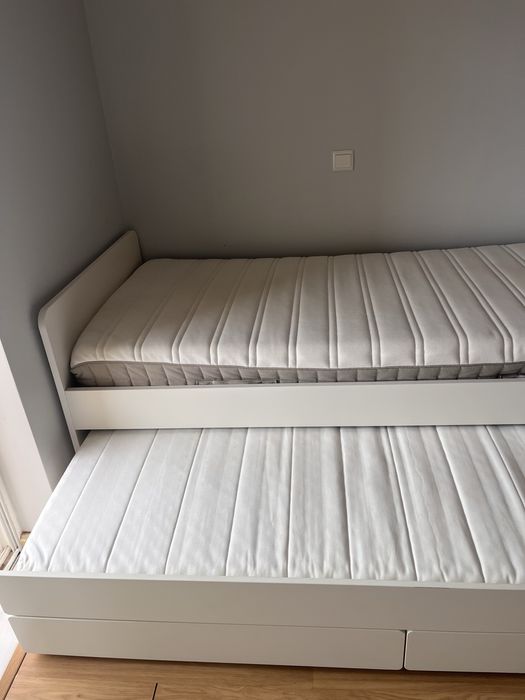 Cama individual / dupla, 80x200 cm, +2 gavetões, +2 colchões