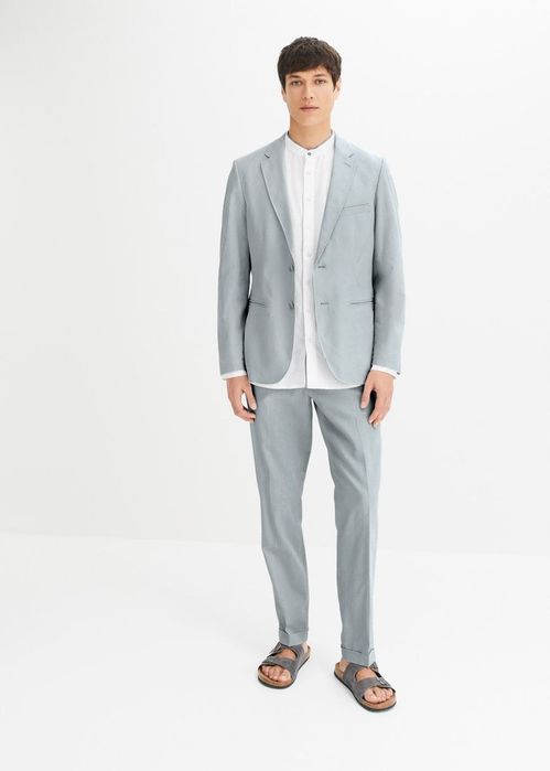 B.P.C garnitur męski 2-częściowy szary lniany ^62