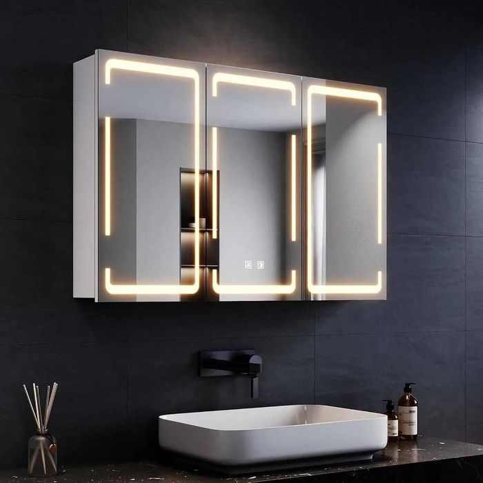 Nowa szafka łazienkowa / lustro / 90x60x14cm / LED / półka /R297!