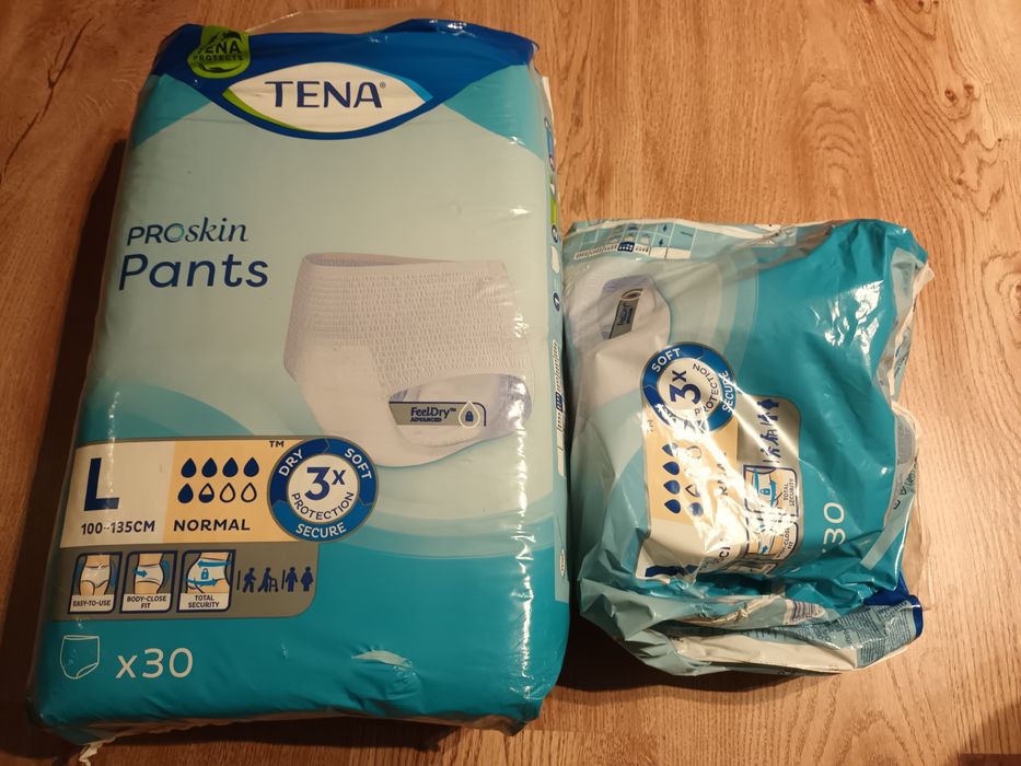 Pieluchomajtki Tena rozm L ( opak - 30 szt ) plus  6 szt