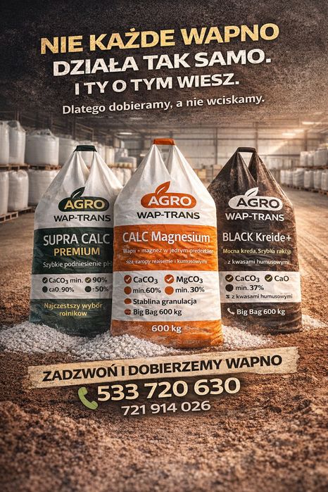 Wapno granulowane kredowe Magnezowe Czarna Kreda z siarka granulowane