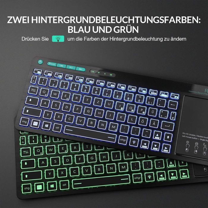 Klawiatura Bluetooth z touchpadem (Bluetooth 5.0 + 2.4G Wireless)