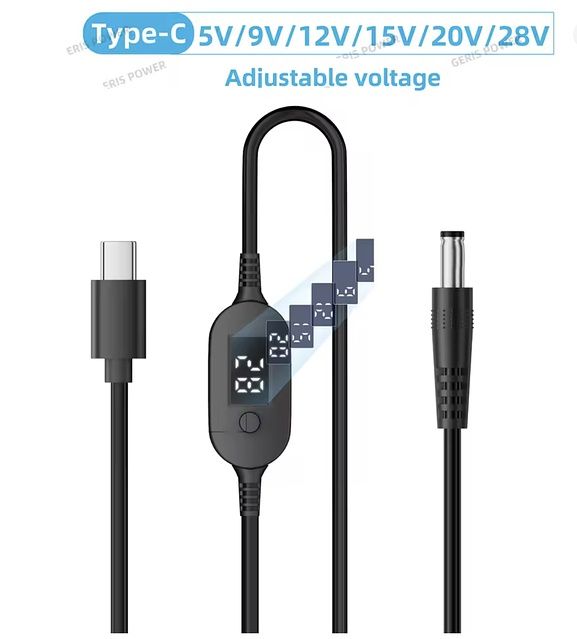 Кабель-триггер Type-C — DC с дисплеем и ручной регулировкой (5V-20V)