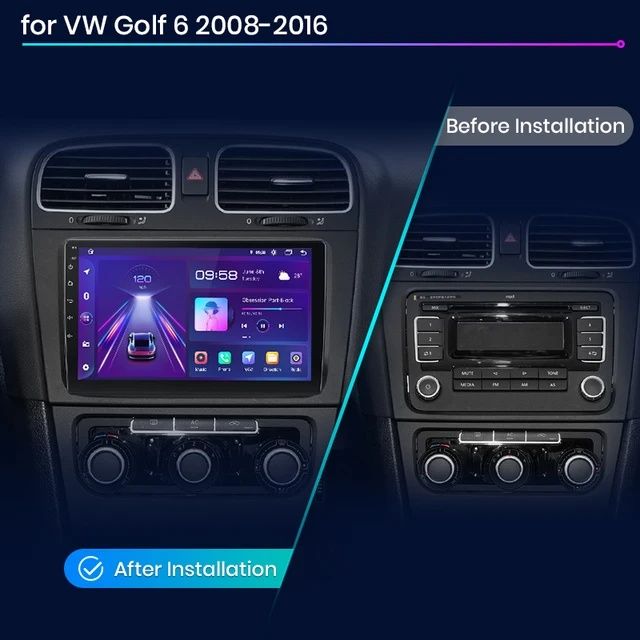 Rádio 9" android Volkswagen Golf 6 WIFI GPS 2/32 GB Novo