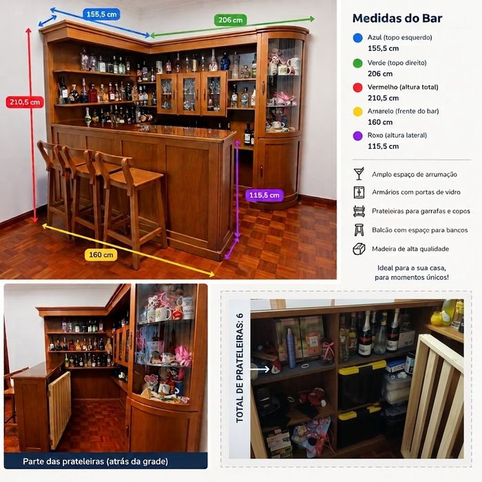 Móvel bar mais cadeiras