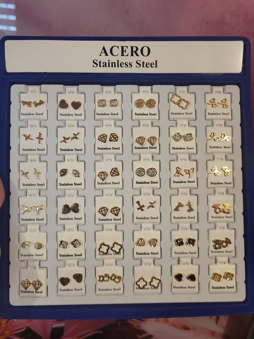 Kolczyki stal wkrętki 36par wzory