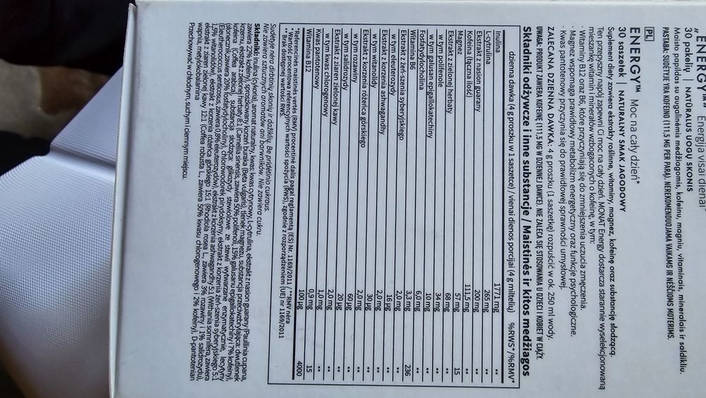 Monat Energy 30 saszetek nowe