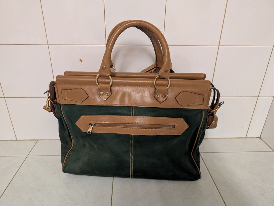 Saco viagem em cabedal e tecido vender urgente