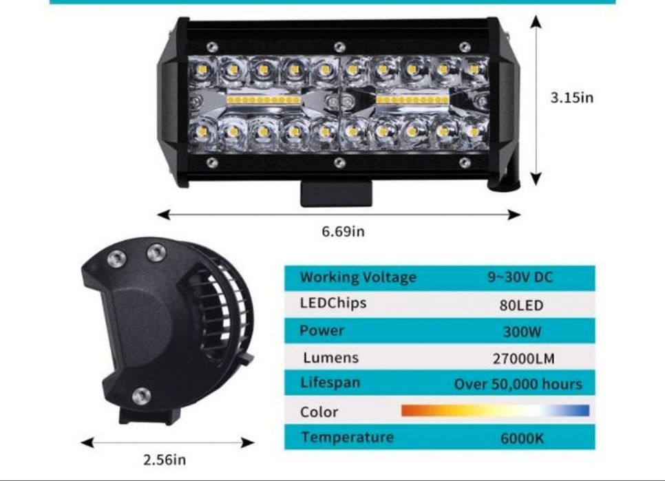 Faróis Led Carro, Moto, Trator, Camião, Off-road