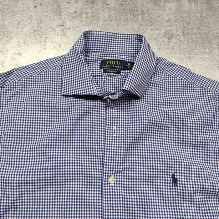 MĘSKA Elegancka PREMIUM Koszula Kratka Granatowo Biała Ralph Lauren
