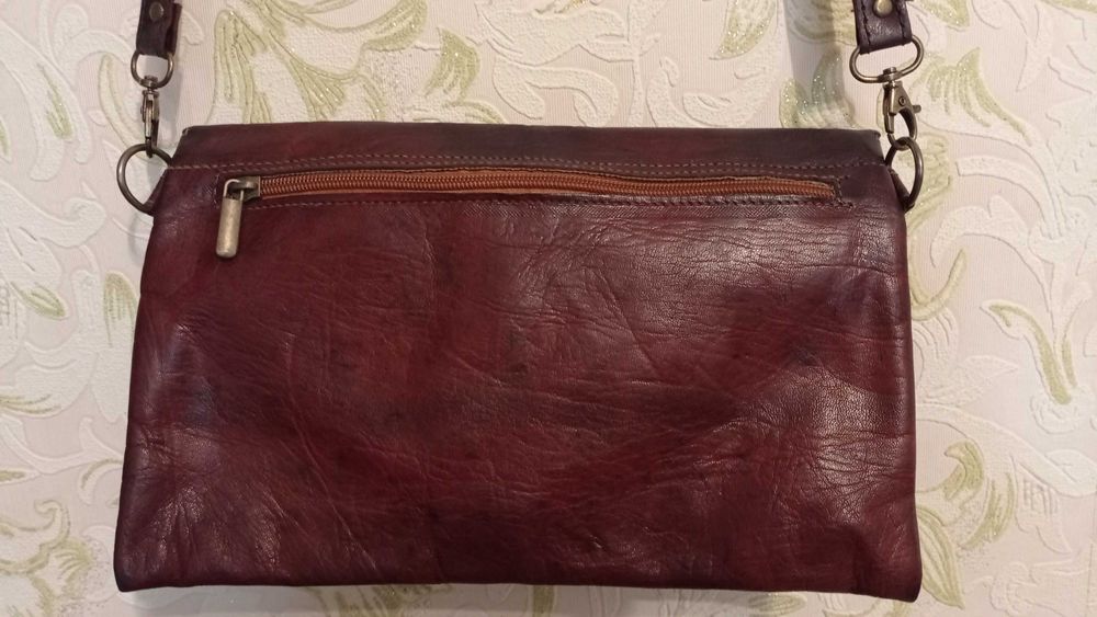 Сумка кожаная с настоящими монетами ручная работа