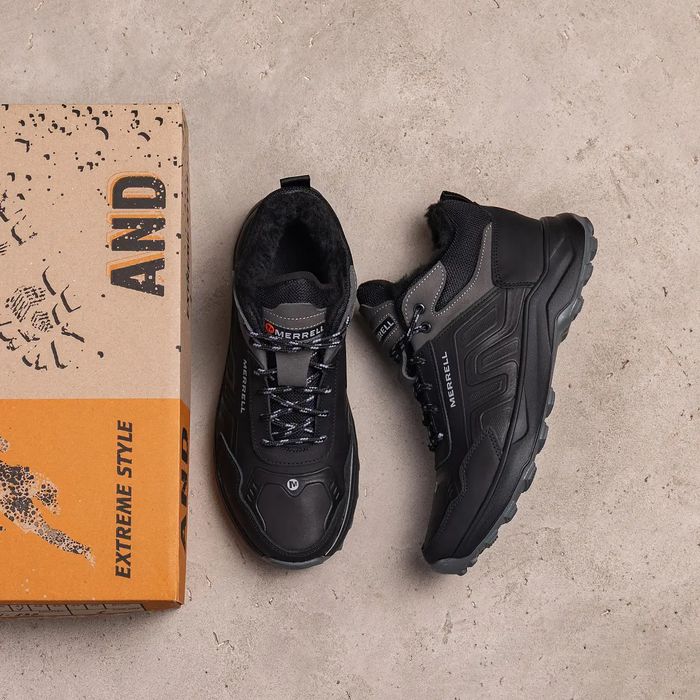 Черные зимние кроссовки Merrell кожаные ботинки