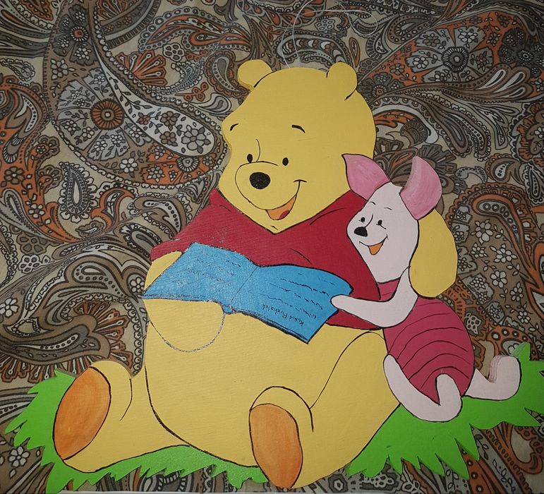 Plecak+drewniany obrazek Kubuś Puchatek