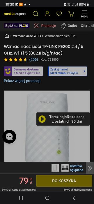 Wzmacniacz sieci TP-LINK RE200 2.4 / 5 GHz, Wi-Fi