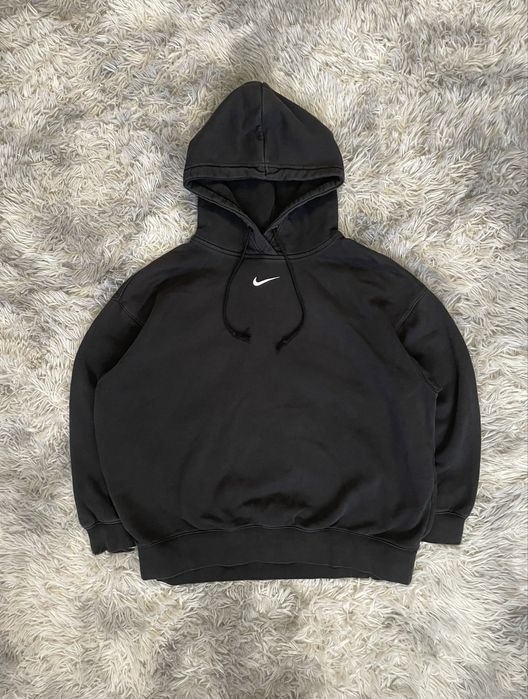 Чорне базове худі найк центр лого nike black basic center logo hoodie