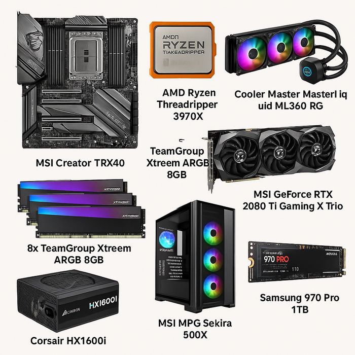 Gaming and Workstation Beast TRX40 + 3970X + RTX 2080 Ti + 64 GB DDR464564336380546121