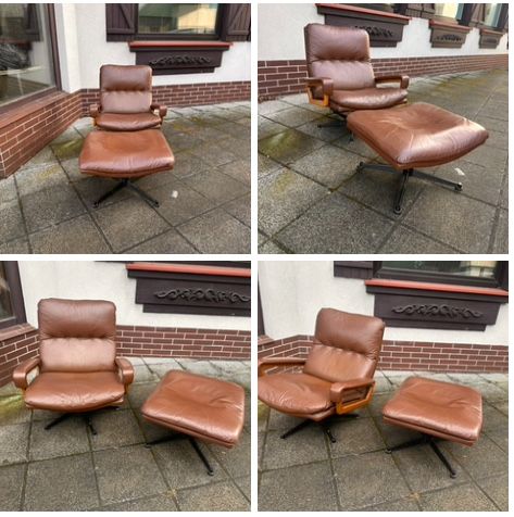 Strassle Andre Vandenbeuck fotel King chair z podnóżkiem