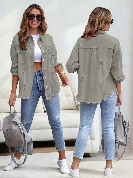 Женская Джинсовая Куртка-рубашка