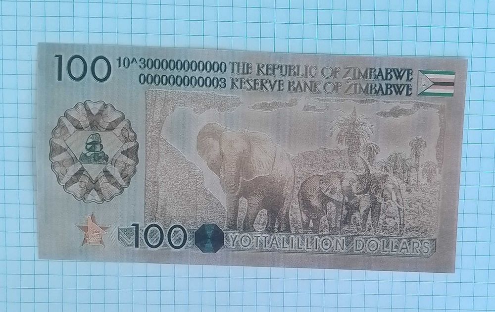 Банкнота Зимбабве. Слоны.