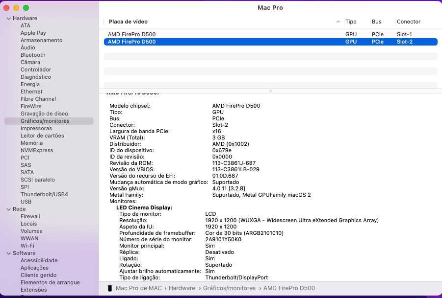Mac Pro 6,1 finais 2013- 32GB RAM - 1TB SSD-PCI-E