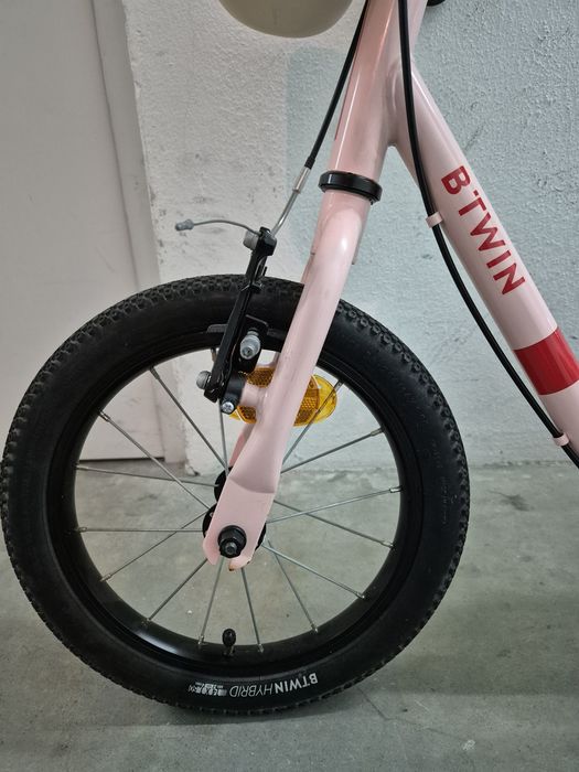 Bicicleta aprendizagem rosa com cesto e rodinhas incluido - 3-5 anos