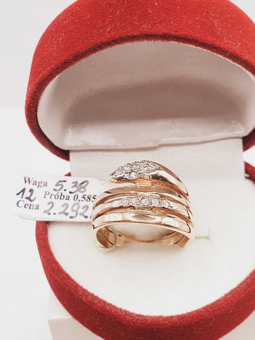 DUŻY Niesamowity Złoty Pierścionek 585 (14K) rozmiar 12