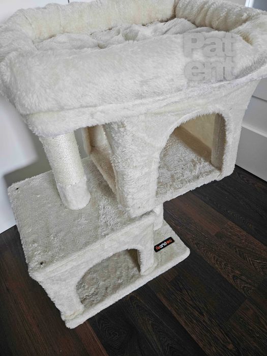 Drapak dla kota kompaktowy 67 cm beżowy domek słupek legowisko