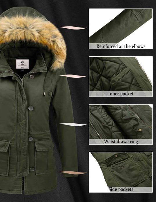 Nowa kurtka damska / parka zimowa / płaszcz / zielony "M" !2282!