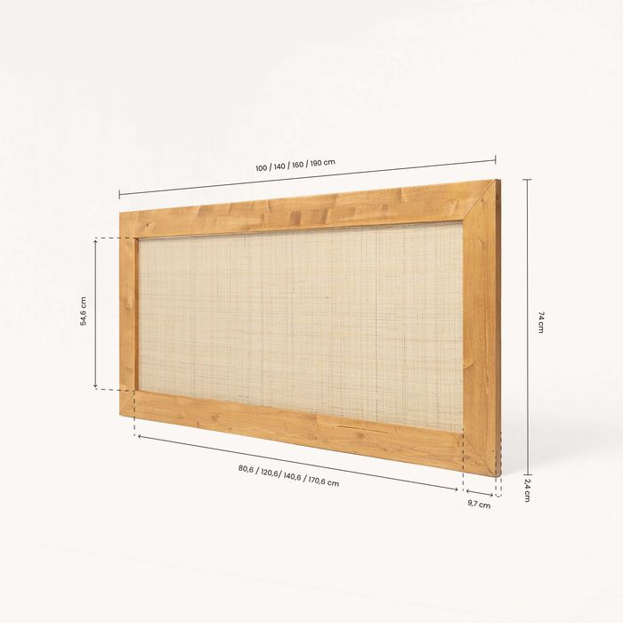 Cabeceira cama madeira e ratan